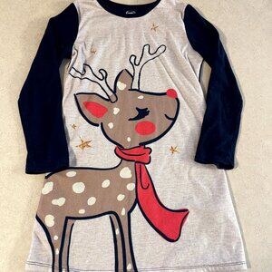 Wonder Nation Girls Nightgown Reindeer Pajamas- Medium 7-8